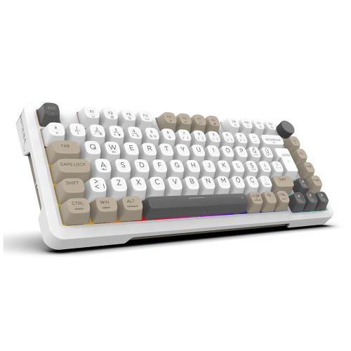 INCA IKG-455 EMPOUSA GASKET HOT SWAP POSH TRİ-MODE MAKRO RGB MEKANIK GAMING KLAVYE-BEYAZ kablosuz ve kablolu kulanma özl